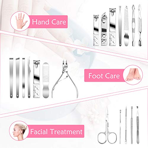 Teamkio 18pcs Manicure Set Pedicure Nail Clippers Set Travel Hygiene Kit Stai...