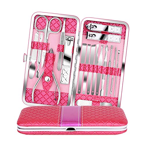 Teamkio 18pcs Manicure Set Pedicure Nail Clippers Set Travel Hygiene Kit Stai...