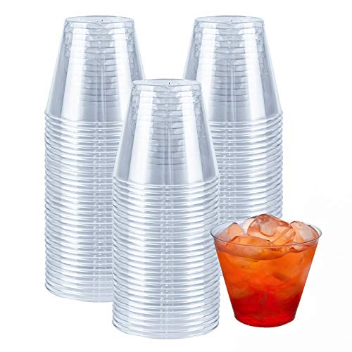 Tebery 200 Pack Small Clear Plastic Tumblers Cups 5oz Hard Disposable Cups Bu...