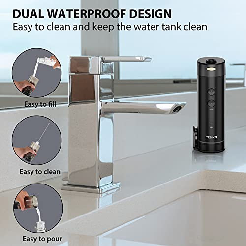 Cordless Water Flosser, TEBIKIN Compact Dental Professional Oral Irrigator wi...