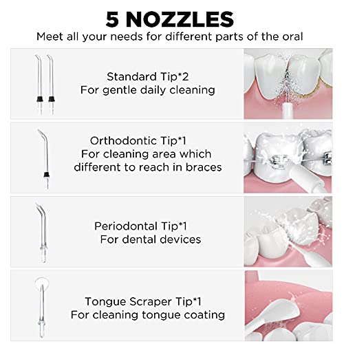 Cordless Water Flosser, TEBIKIN Compact Dental Professional Oral Irrigator wi...