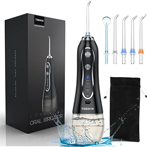 TEBIKIN Cordless Water Flosser, Portable Dental Professional Oral Irrigator w...