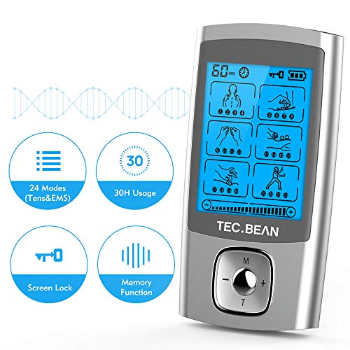TENS EMS Unit 24 Modes Muscle Stimulator, TEC.BEAN Rechargeable TENS Machine ...
