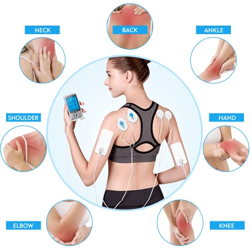 TENS EMS Unit 24 Modes Muscle Stimulator, TEC.BEAN Rechargeable TENS Machine ...
