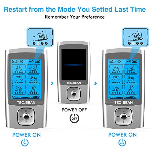 TENS EMS Unit 24 Modes Muscle Stimulator, TEC.BEAN Rechargeable TENS Machine ...