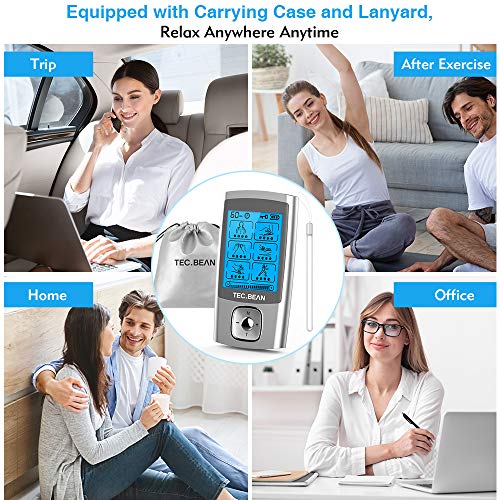 TENS EMS Unit 24 Modes Muscle Stimulator, TEC.BEAN Rechargeable TENS Machine ...
