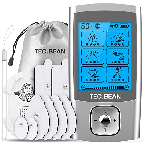 TENS EMS Unit 24 Modes Muscle Stimulator, TEC.BEAN Rechargeable TENS Machine ...
