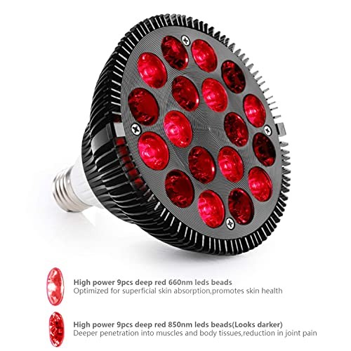 Red Light Therapy Lamp, Facial Light Therapy 660nm & 850nm 18 LEDs Near Infra...