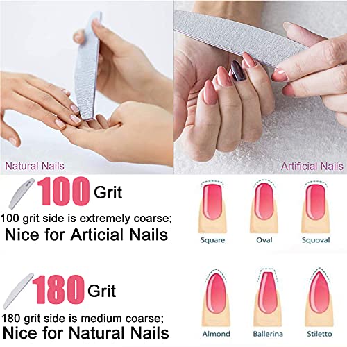 16pcs Nail File Buffer Block Kit - 100/180 Grit Emery Board Nail Files Polish...