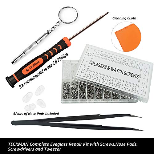 TECKMAN Eyeglass Repair Kit, Small Eyeglasses Screwdriver Tool Set with Assor...