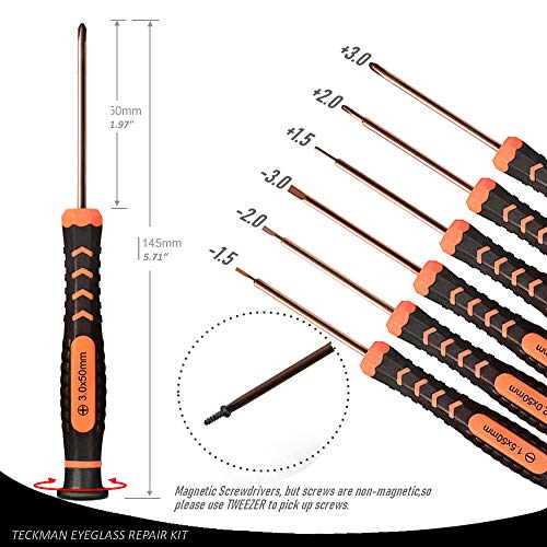 TECKMAN Eyeglass Repair Kit, Small Eyeglasses Screwdriver Tool Set with Assor...