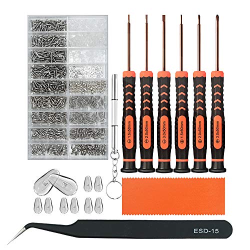 TECKMAN Eyeglass Repair Kit, Small Eyeglasses Screwdriver Tool Set with Assor...