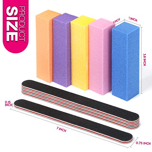 10pcs Nail Files And Buffers, Teenitor Professional Manicure Tool 5pcs 100/18...