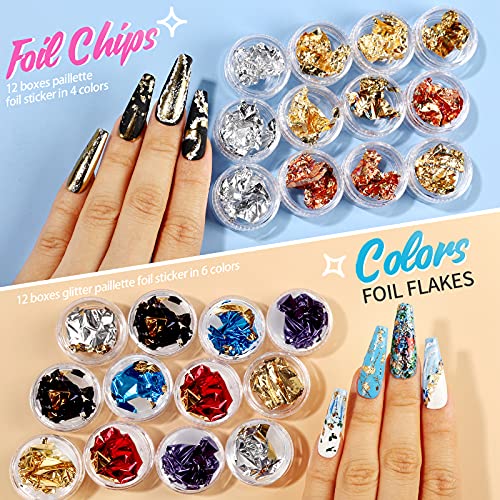 5 Box 11440pcs Nails Rhinestones, 36 Pots Foils Flakes, Teenitor Professional...