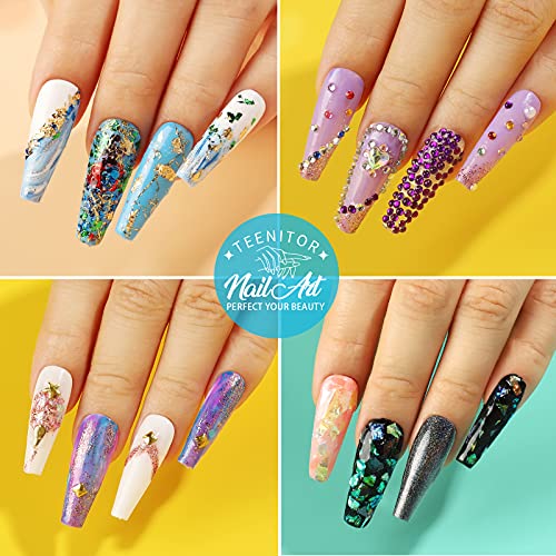 5 Box 11440pcs Nails Rhinestones, 36 Pots Foils Flakes, Teenitor Professional...
