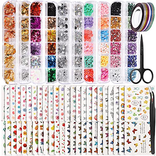 50 Sheets Nail Art Stickers, Teenitor Nail Art Decoration Kit with Nail Decal...