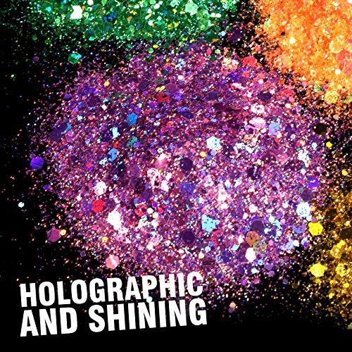 Festival Chunky and Fine Glitter Mix, Teenitor 32 Colors Chunky Sequins & Fin...