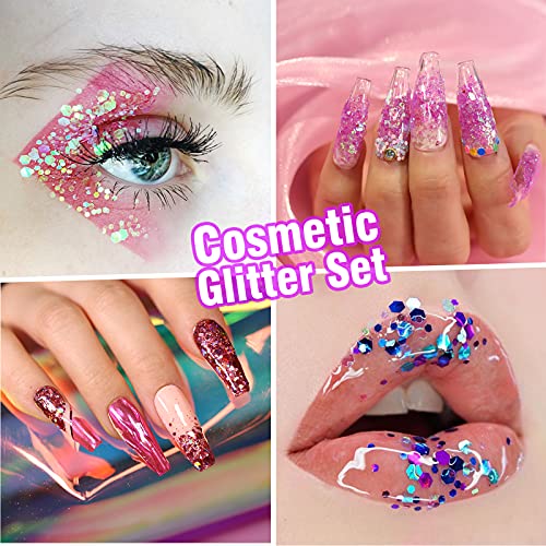 Festival Chunky and Fine Glitter Mix, Teenitor 32 Colors Chunky Sequins & Fin...
