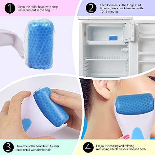 Ice Roller For Face Eye Puffiness, Teenitor Ice Face Roller Massager TMJ Migr...