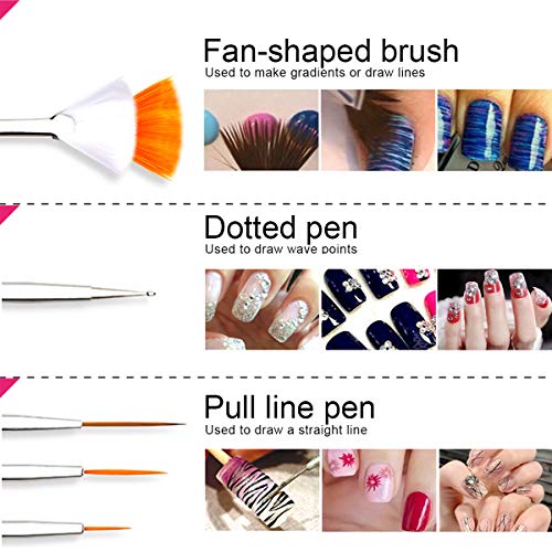 Nail Art Brush, Teenitor 3D Nail Art Decorations Kit with Nail Pen Designer D...