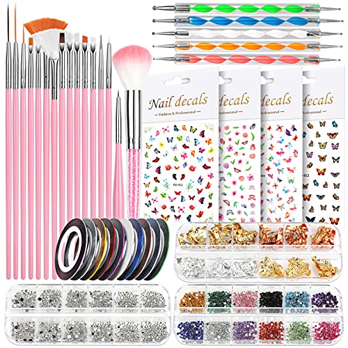 Nail Art Brushes, Nail Dotting Tools, Nail Dust Brush, Teenitor Nail Art Kit ...