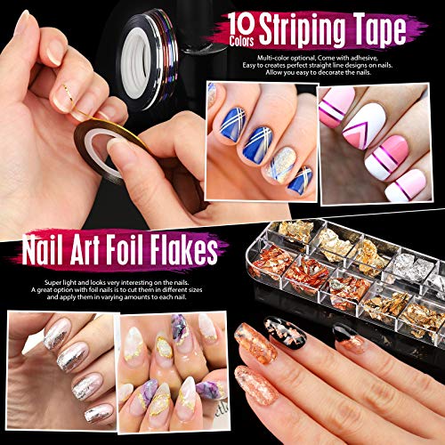 Nail Art Brushes, Nail Dotting Tools, Teenitor Nail Art Design Kit with Butte...