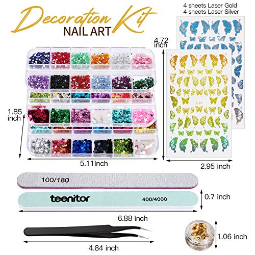 Nail Foil Stickers, 8 Sheets Butterfly Nail Art Stickers, Teenitor Nail Art D...