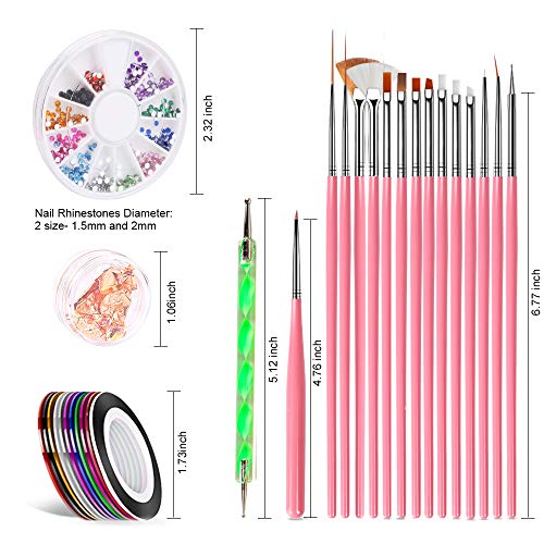Nail Pen Designer, Teenitor Stamp Nail Art Tool with 15pcs Nail Painting Brus...