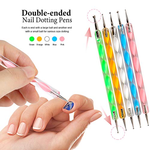 Nail Pen Designer, Teenitor Stamp Nail Art Tool with 15pcs Nail Painting Brus...