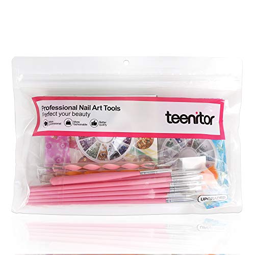 Nail Pen Designer, Teenitor Stamp Nail Art Tool with 15pcs Nail Painting Brus...