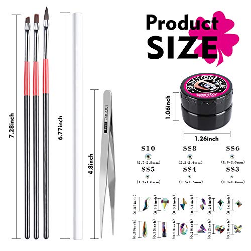 Rhinestones for Nails, Teenitor 1440pcs 6 Sizes Rhinestones Crystals and 120p...