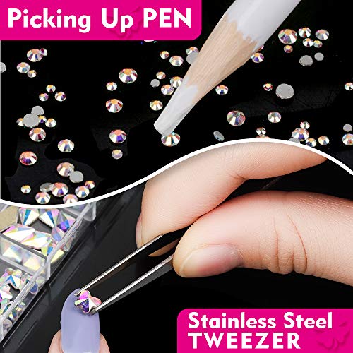Rhinestones for Nails, Teenitor 1440pcs 6 Sizes Rhinestones Crystals and 120p...