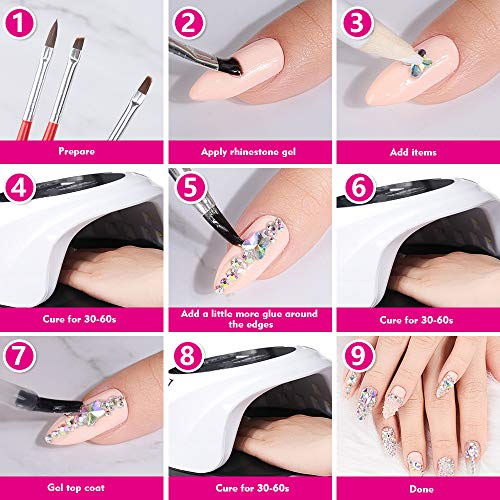 Rhinestones for Nails, Teenitor 1440pcs 6 Sizes Rhinestones Crystals and 120p...