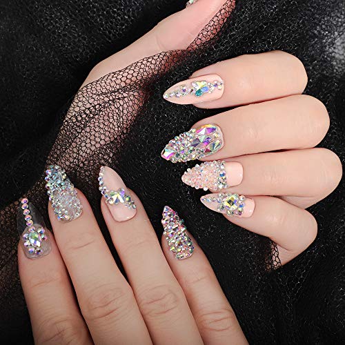 Rhinestones for Nails, Teenitor 1440pcs 6 Sizes Rhinestones Crystals and 120p...