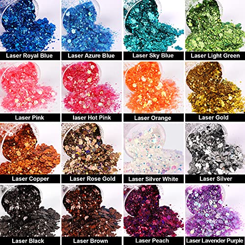 Teenitor Glitter, Fine Glitters and Holographic Chunky Glitters,Glitter for N...