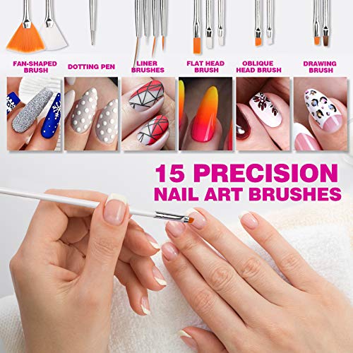 Teenitor Nail Brushes for Nail Art Kit, Nail Dotting Tools, Self-Adhesive Nai...