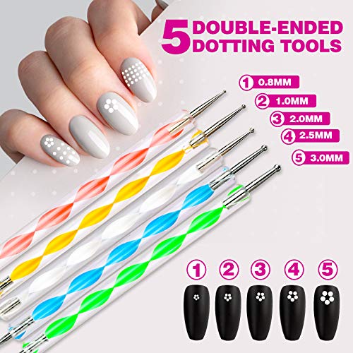Teenitor Nail Brushes for Nail Art Kit, Nail Dotting Tools, Self-Adhesive Nai...