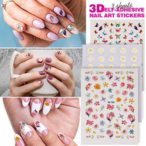 Teenitor Nail Brushes for Nail Art Kit, Nail Dotting Tools, Self-Adhesive Nai...