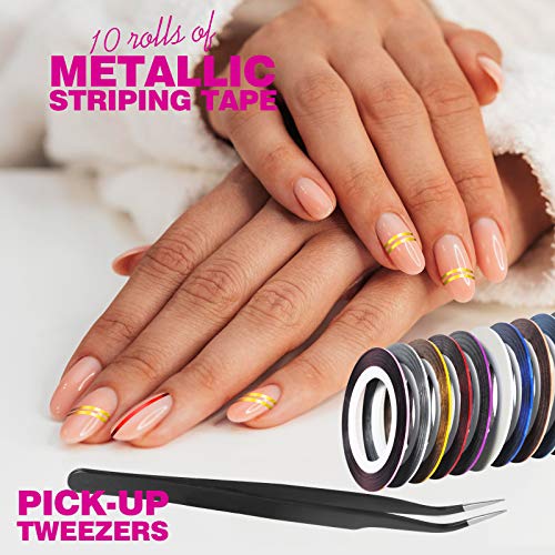 Teenitor Nail Brushes for Nail Art Kit, Nail Dotting Tools, Self-Adhesive Nai...