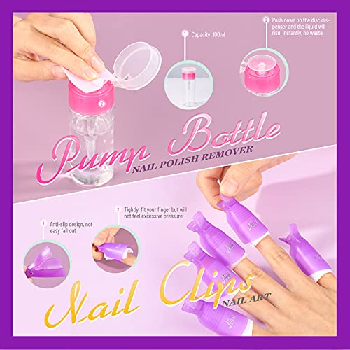 Teenitor Nail Gel Polish Dipping Powder Remover Tools Kit with Nail Clips Nai...