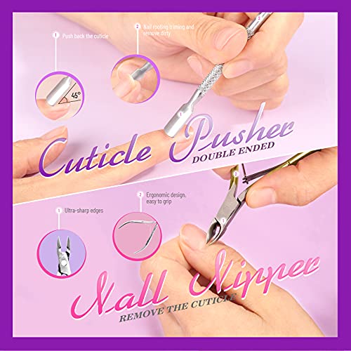 Teenitor Nail Gel Polish Dipping Powder Remover Tools Kit with Nail Clips Nai...