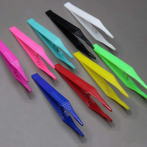 20 Pcs Plastic Bead Tweezers Disposable Craft Tweezers for Home Classroom Sch...