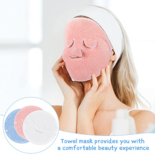 3 Pieces Reusable Face Towel Mask Anti Aging Facial Steamer Towel Moisturizin...