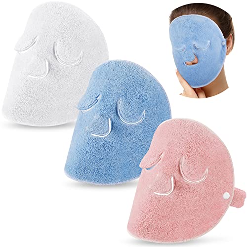 3 Pieces Reusable Face Towel Mask Anti Aging Facial Steamer Towel Moisturizin...