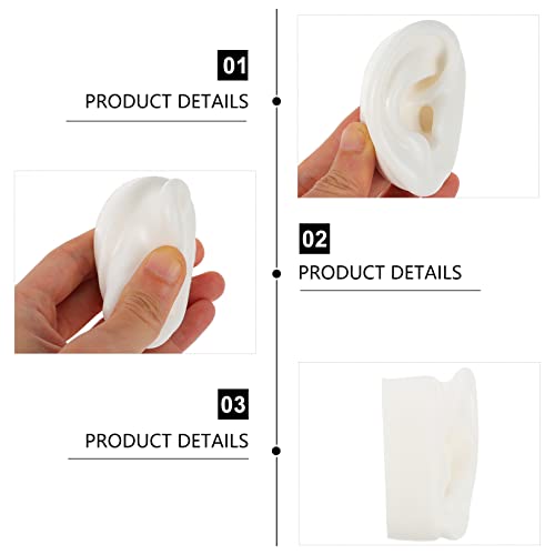 TEHAUX 1 Pair Silicone Ear Model Soft- Flexible Earmold Ear Displays for Acup...