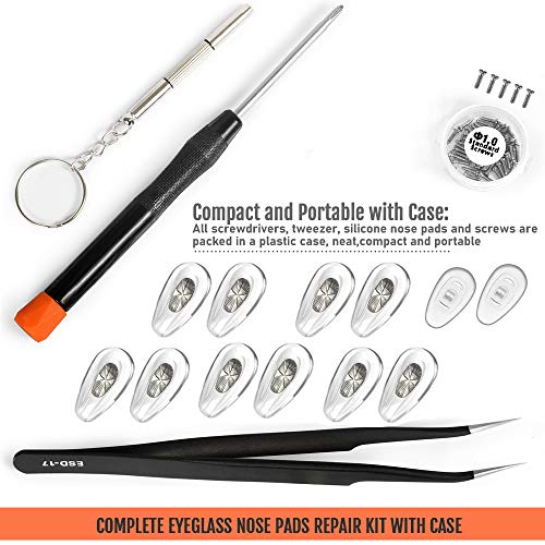 Eyeglass Nose Pads, TEKPREM Eyeglasses Repair Kit with 5 Pairs of Air Chamber...