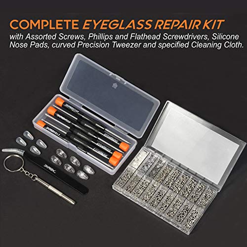 Eyeglass Repair Tools Kit, TEKPREM Glasses Screwdriver Set with Screws, Nose ...