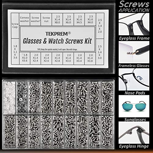 Eyeglass Repair Tools Kit, TEKPREM Glasses Screwdriver Set with Screws, Nose ...
