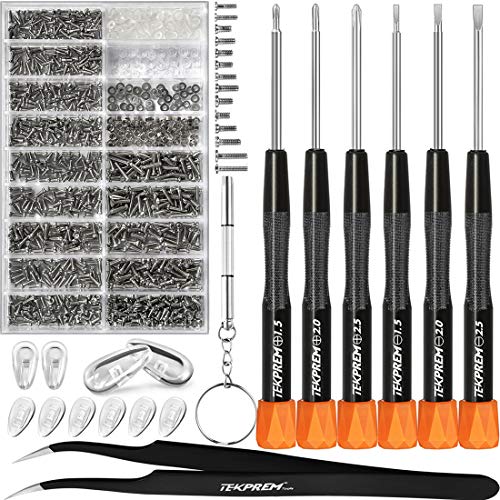 Eyeglass Repair Tools Kit, TEKPREM Glasses Screwdriver Set with Screws, Nose ...