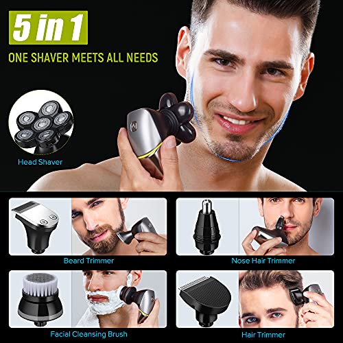 Head Shavers for Bald Men, Upgraded 5-in-1 Electric Razor for Men, IPX7-Water...